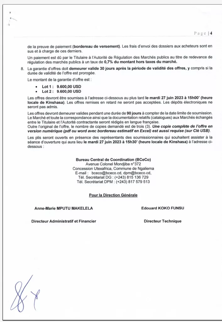Kongo Central : le BCECO lance un avis d'appel d'offres pour les travaux de construction de vingt (20) centres de santé communautaires 4 Screenshot 20230529 150608 1