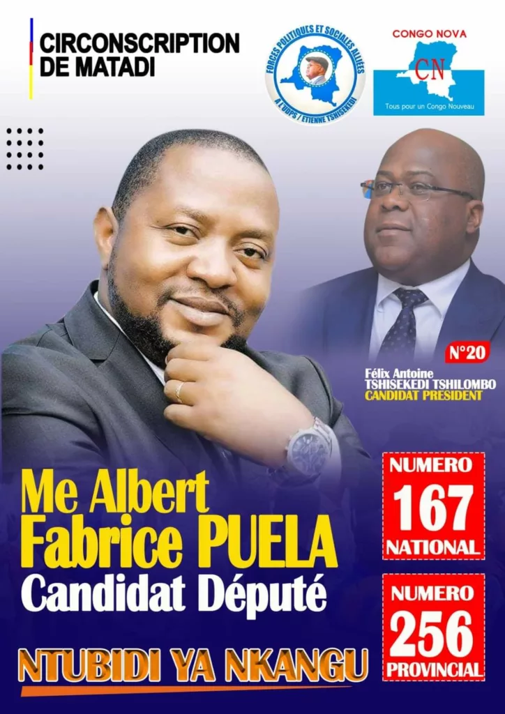 Albert-Fabrice Puela mobilise les matadiens d’être nombreux au meeting de Félix Tshisekedi au terrain Damar 1 FB IMG 1700555869911