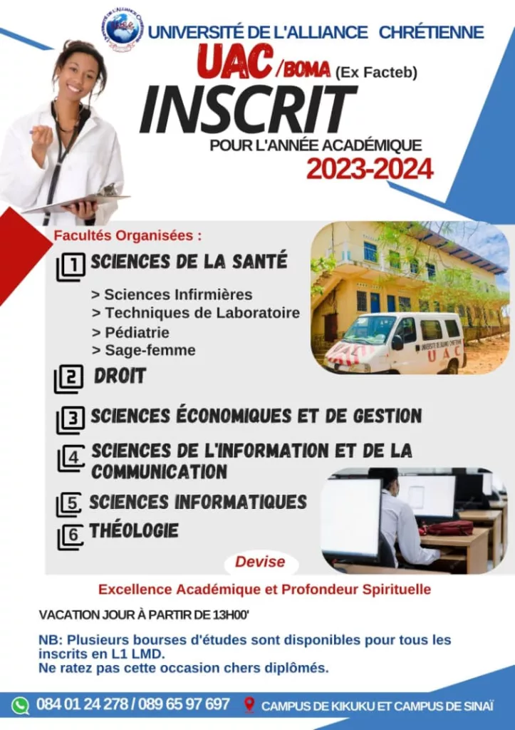 À Boma, l'université de l'Alliance Chrétienne lance les inscriptions pour l'année académique 2023-2024 1 IMG 20231201 WA0105