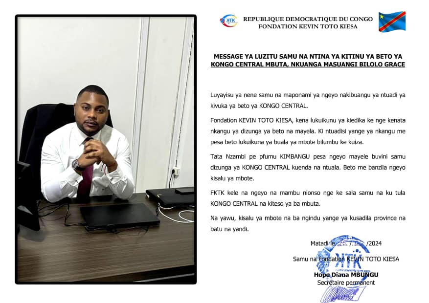 Kongo Central : Kevin Toto Kiesa et sa fondation s'engagent à accompagner la vision du gouverneur Grâce Bilolo 1 IMG 20240625 WA0236