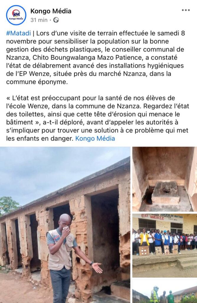 Matadi : le conseiller communal Chito Boungwalanga Mazo Patience alerte sur l’état alarmant des écoles de Nzanza 5 IMG 20251109 WA0060