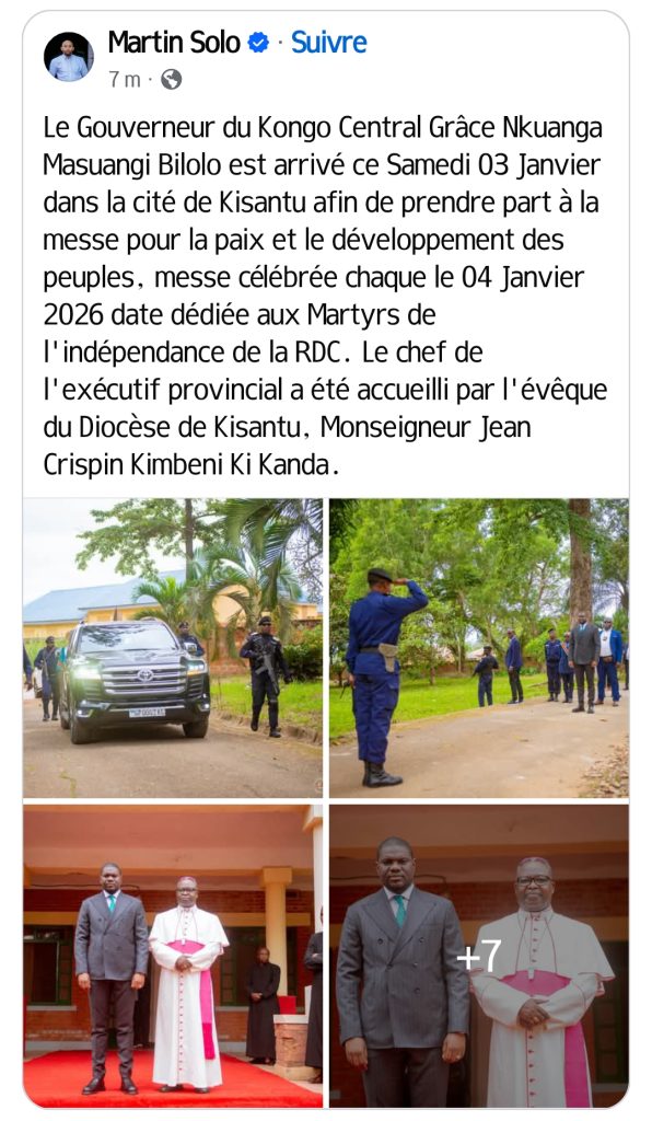 Une messe pour la paix et la mémoire des Martyrs de l’indépendance réunit le gotha du Kongo Central dans la cathédrale Notre-Dame des Sept Douleurs de Kisantu 2 Screenshot 20260103 104657